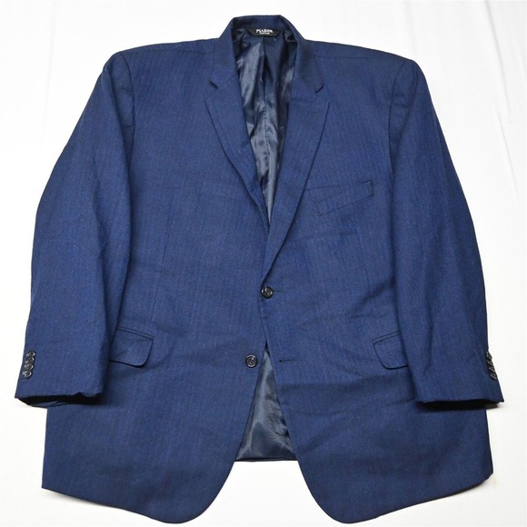 Jos A Bank 52R Navy Blue‎ HerringboneFlannel 100% Wool Blazer Jacket Sport Coat